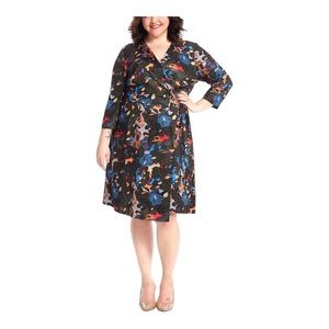 ⭐️Isabel + Alice Wrap Abstract Print Jersey Knit Office Casual Dinner Dress